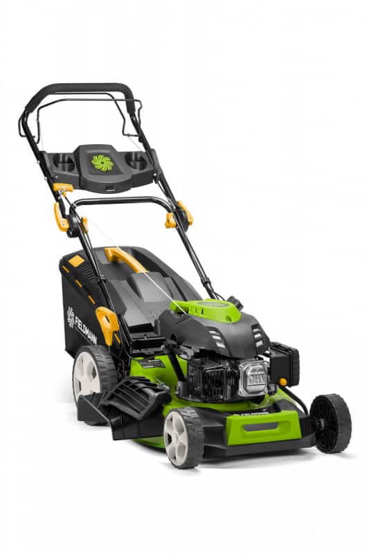 Benzinová sekačka FZR 5114-B se čtyřtaktním motorem OHV, 173 cm3 / 3,2 kW, záběr sečení 51 cm, ocelové šasi, výška sečení 25–80 mm, cena 9 990 Kč (FIELDMANN)
