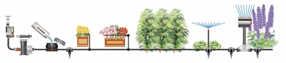 Stavebnice MicroDrip se zavlažovacím počítačem a přihnojovačem (GARDENA) se postará o automatické zalévání rostlin v zimní zahradě, což ušetří mnoho práce i potřebné vody. Frekvenci a intenzitu zavlažování lze řídit individuálně pomocí čidel Tropf-Blumat umístěných v půdě. Stavebnice MicroDrip se zavlažovacím počítačem a přihnojovačem (GARDENA) se postará o automatické zalévání rostlin v zimní zahradě, což ušetří mnoho práce i potřebné vody. Frekvenci a intenzitu zavlažování lze řídit individuálně pomocí čidel Tropf-Blumat umístěných v půdě.