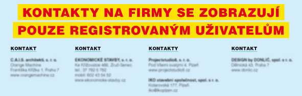 Kontakty na firmy a skrytý text se zobrazí až po registraci a přihlášení. Kontakty na firmy a skrytý text se zobrazí až po registraci a přihlášení.