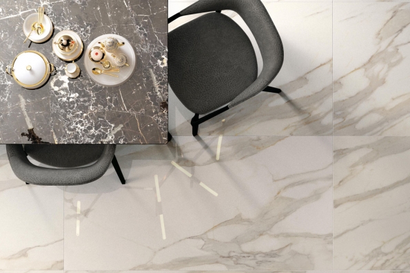Keramické dlaždice Calcatta z kolekce Purity of Marble nepoznáte od leštěného mramoru. Vyrábějí se v šesti dekorech (od sněhobílého až po antracitové zbarvení) ve formátech od 30 x 30 až do 120 x 120 cm (tloušťka pouhých 6 mm), nabízí Ceramica Supergres Keramické dlaždice Calcatta z kolekce Purity of Marble nepoznáte od leštěného mramoru. Vyrábějí se v šesti dekorech (od sněhobílého až po antracitové zbarvení) ve formátech od 30 x 30 až do 120 x 120 cm (tloušťka pouhých 6 mm), nabízí Ceramica Supergres